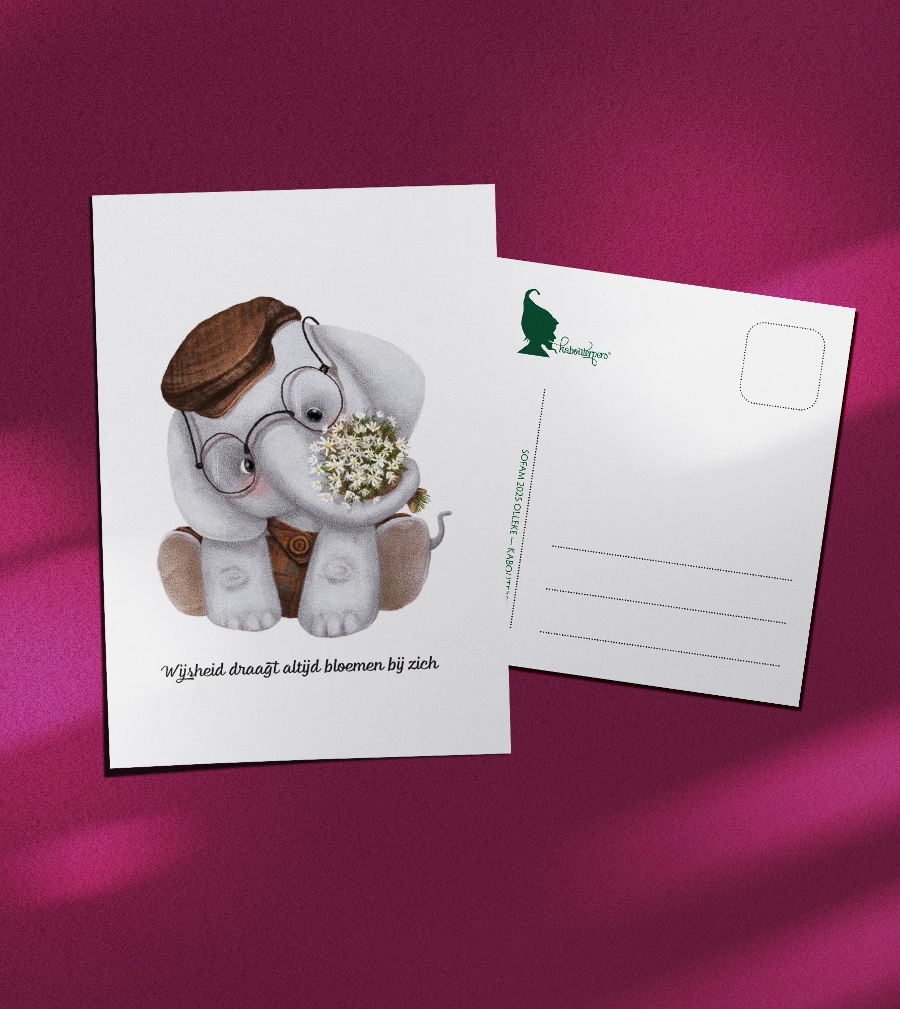 Baby postkaart Wijsheid draagt bloemen