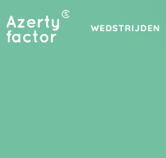 Groen achtergrond met wit tekst: 'Azerty factor', 'WEDSTRIJDEN'.