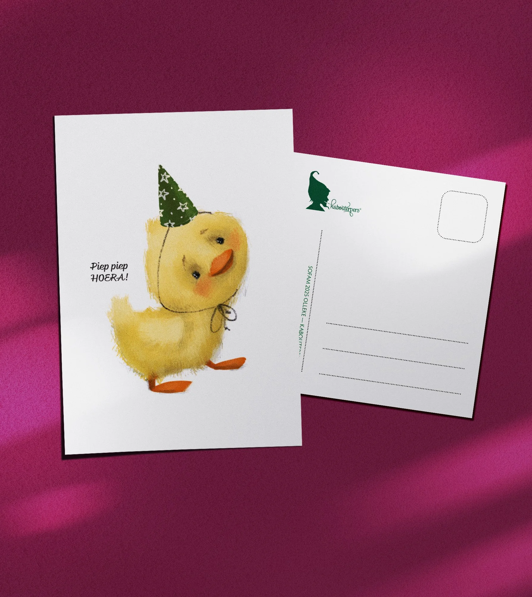 Baby postkaart Piep piep hoera