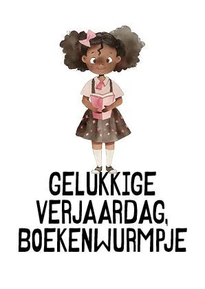 Booklovers postkaart Verjaardag boekenwurmpje