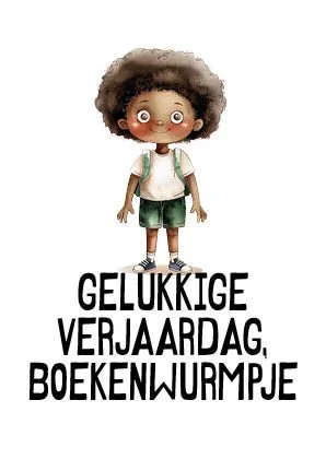 Booklovers postkaart Verjaardag boekenwurmpje