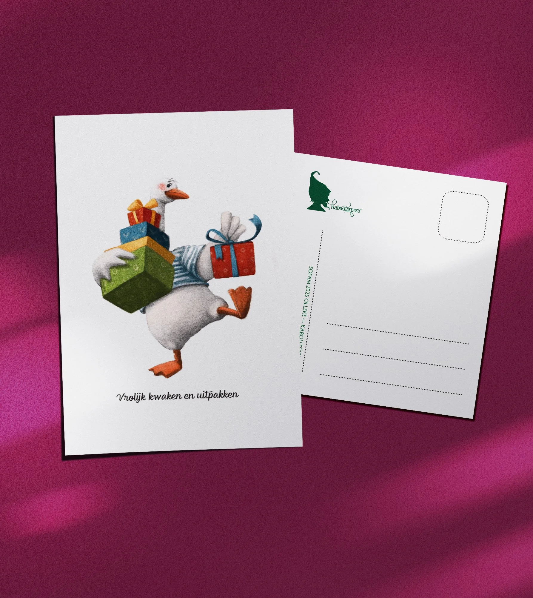 Baby postkaart Kwaken en uitpakken