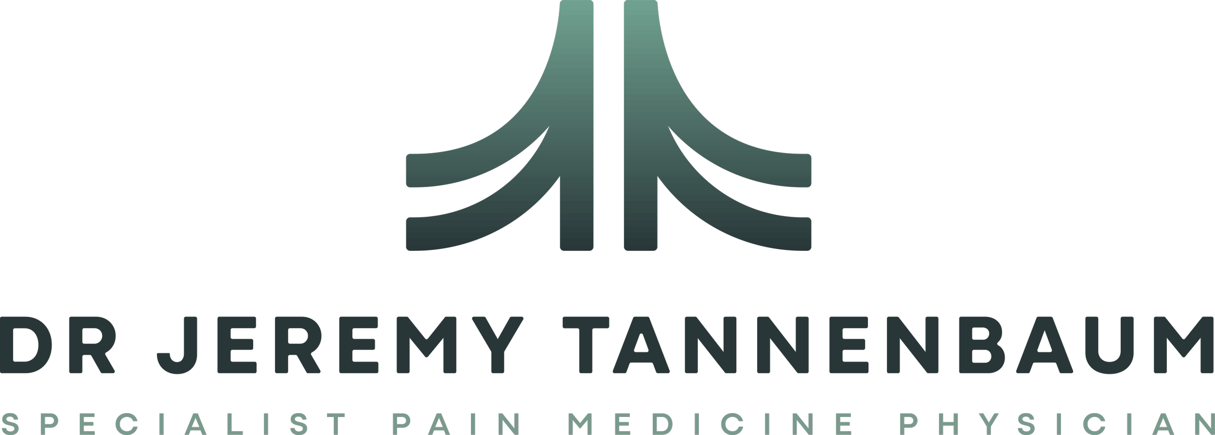 Logo for Dr. Jeremy Tannenbaum, a specialist in pain medicine and physics, featuring a stylized emblem and text.