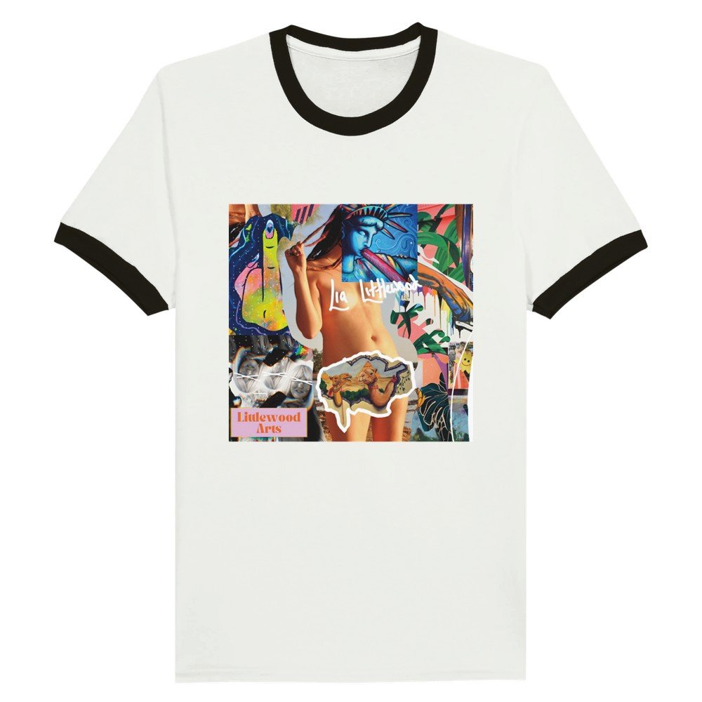 Unisex Ringer T-shirt collage Lia Littlewood 2
