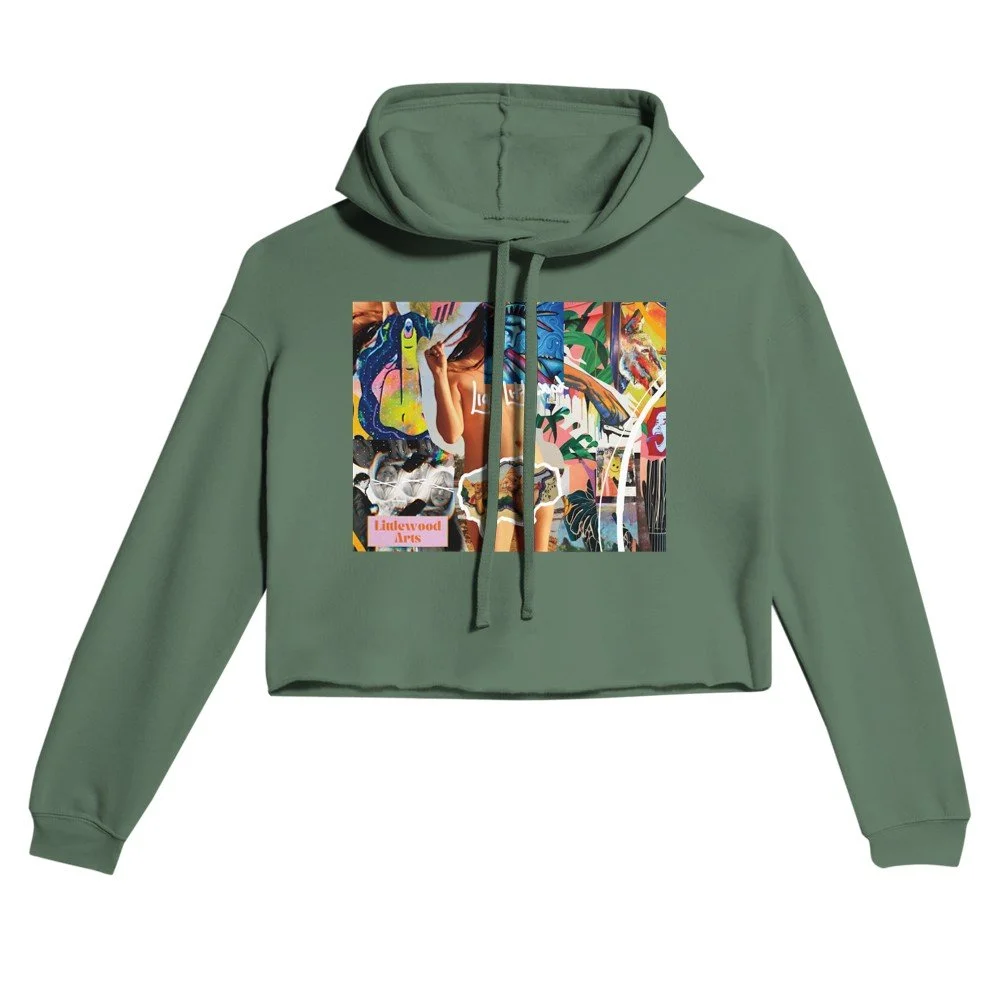 Women's Cropped Hoodie | Bella + Canvas 7502 collage Lia Littlewood 2