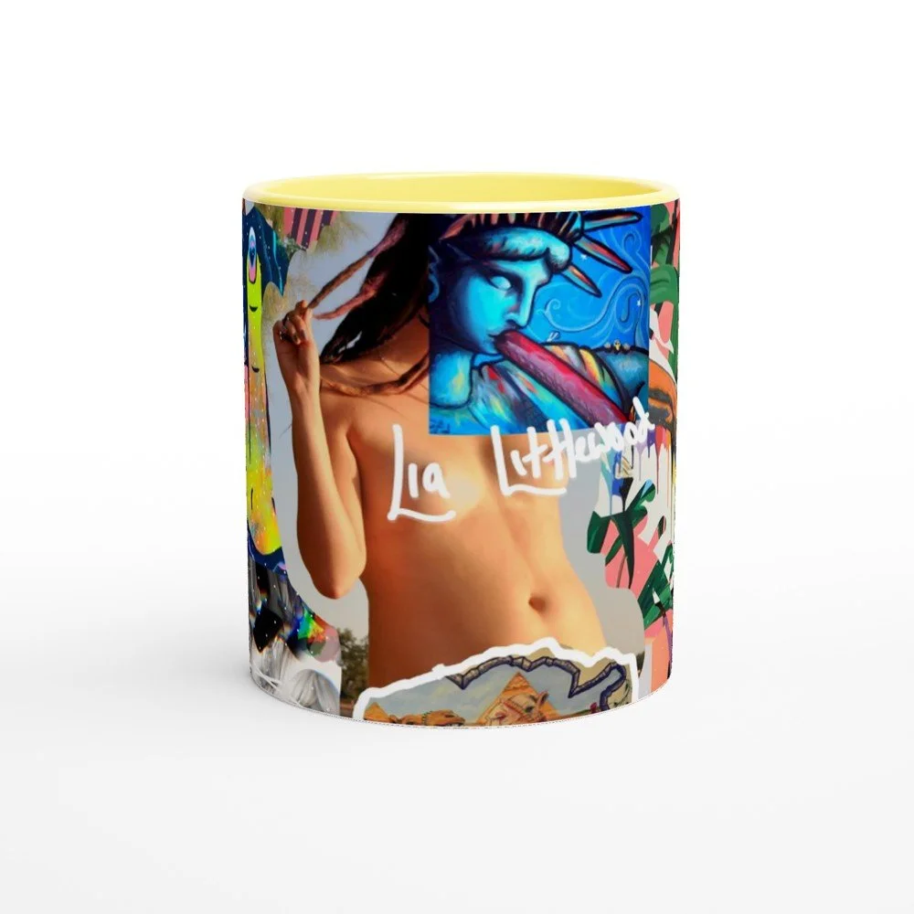 White 11oz Ceramic Mug with Color Inside 2 cup