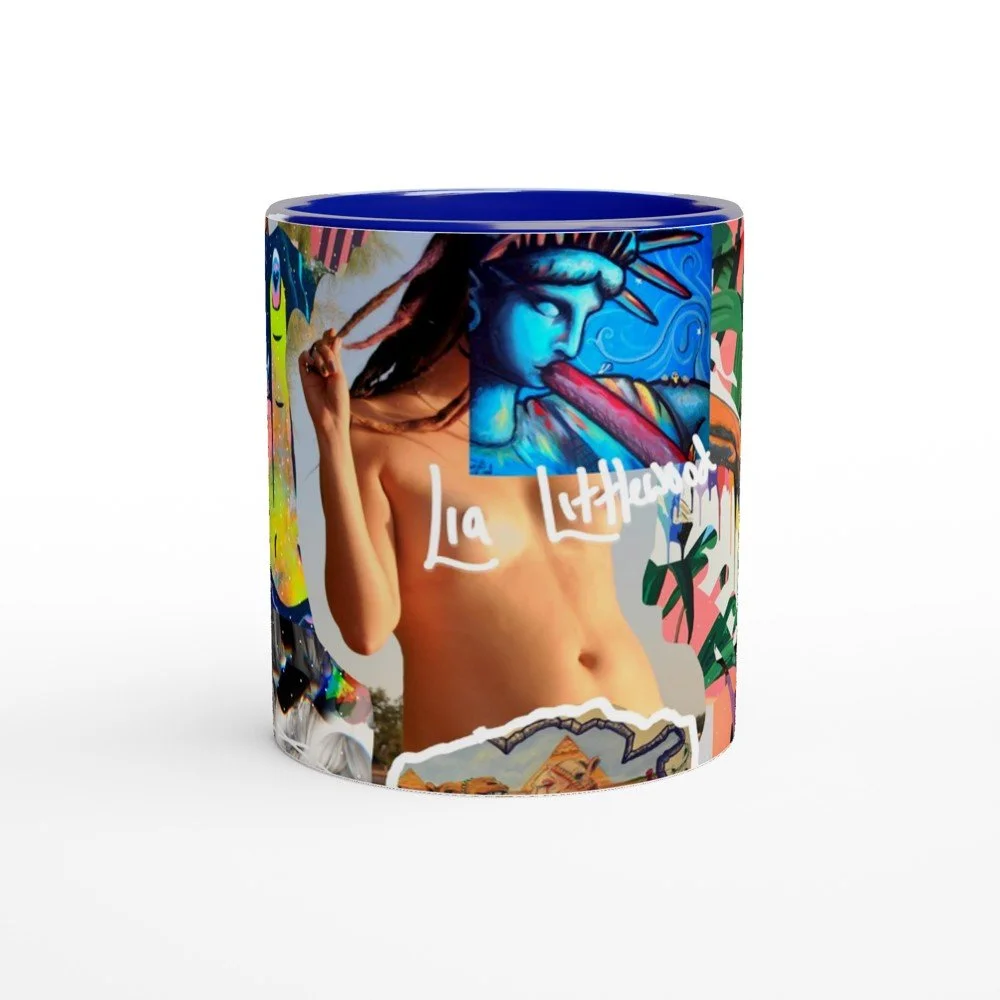 White 11oz Ceramic Mug with Color Inside 2 cup