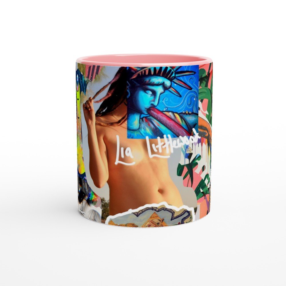 White 11oz Ceramic Mug with Color Inside 2 cup