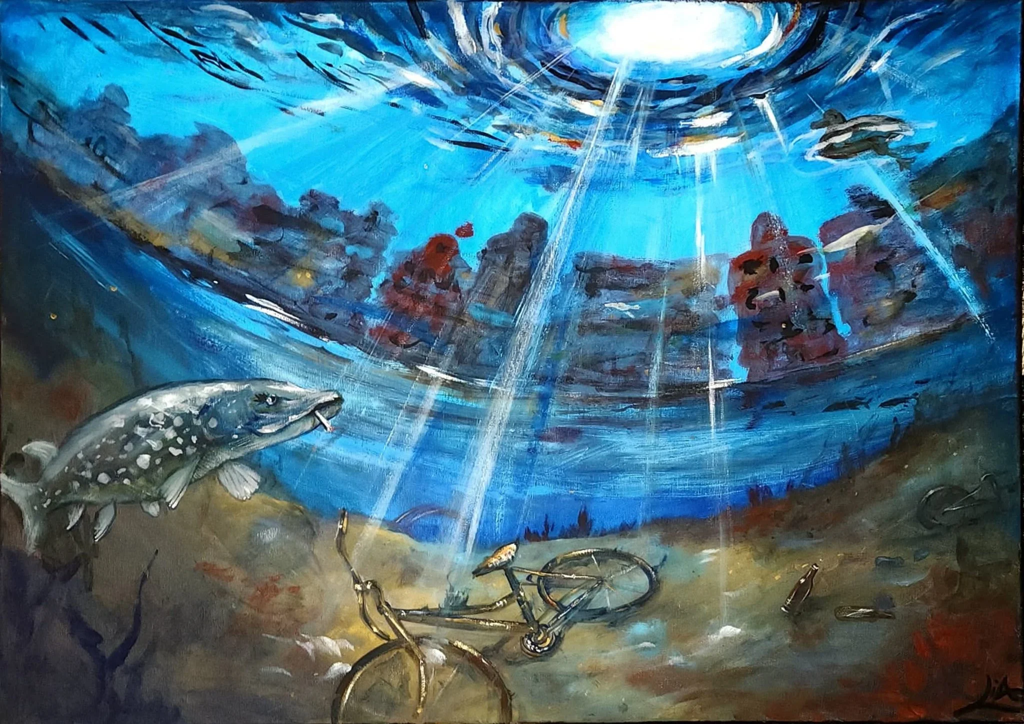 Underwater Wonders of Amsterdam: Surreal Canvas Art