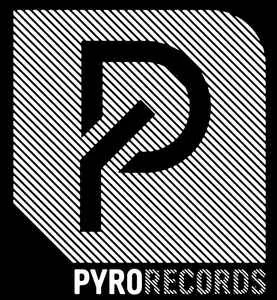 Logo for PYRO RECORDS with a stylized letter P and a design resembling a flame.
