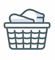 Laundry basket with folded clothes inside