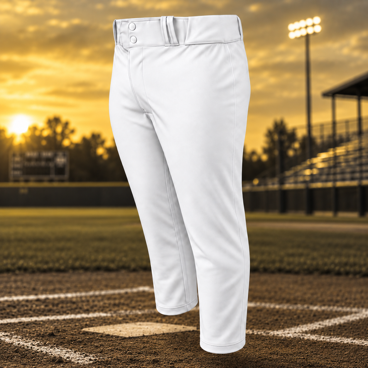 Custom tapered open-bottom baseball pants.