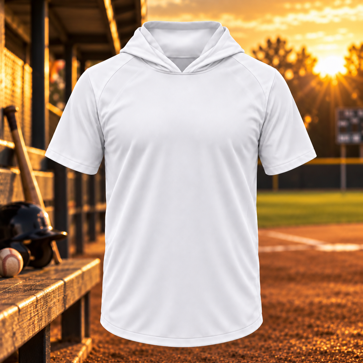 Custom short-sleeve lightweight baseball warmup hoodie.