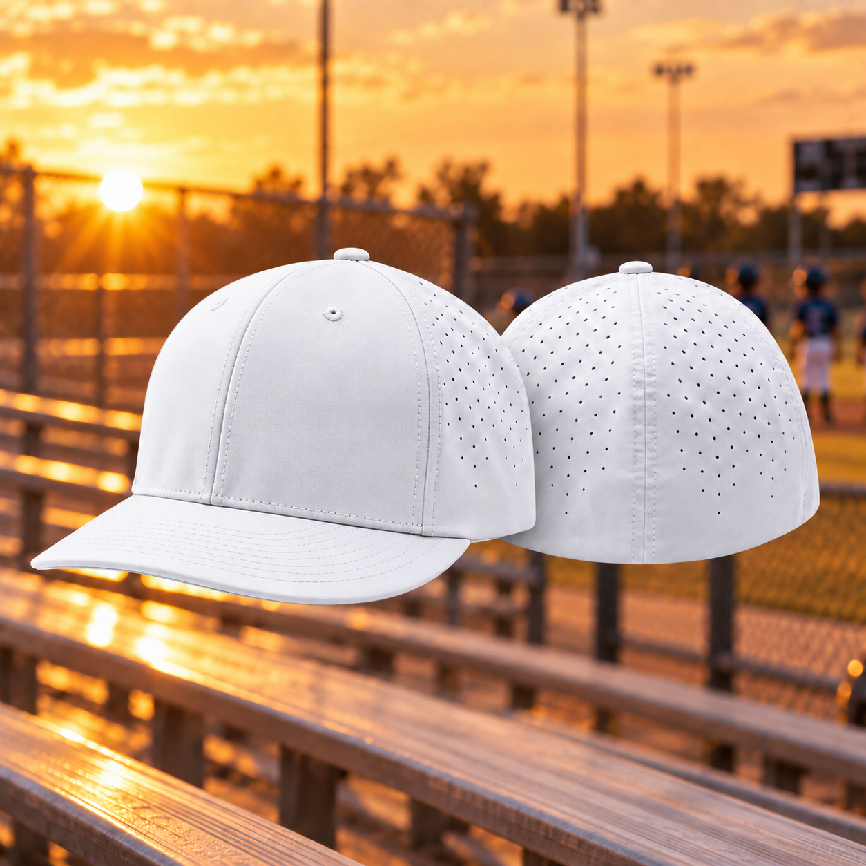 Ultima fitted baseball cap with custom embroidery.