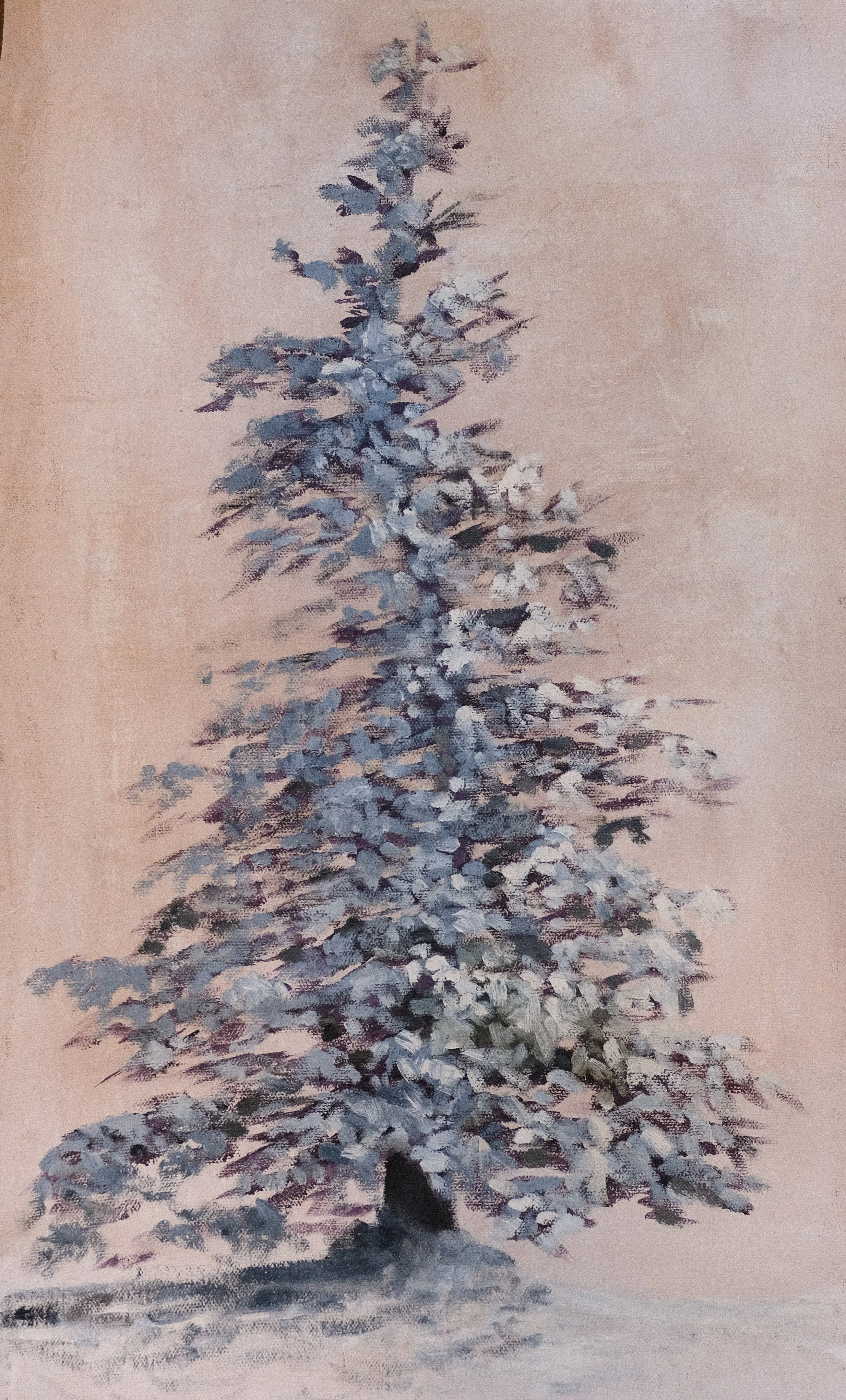 Snowy Tree, Oil on canvas