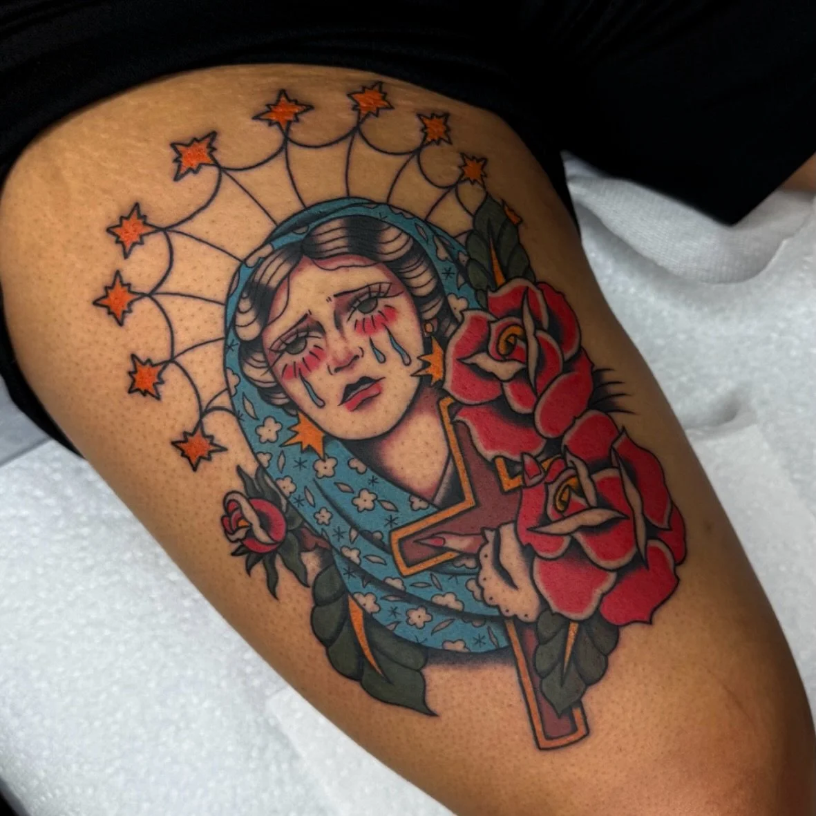 Mary for Jazdy ⭐️🌹 Thank you for snagging one of my originals! 
.
.
.
#northgeorgiatattooartists #georgiatattooartist #romega #atlantatattooartist #downtownromega