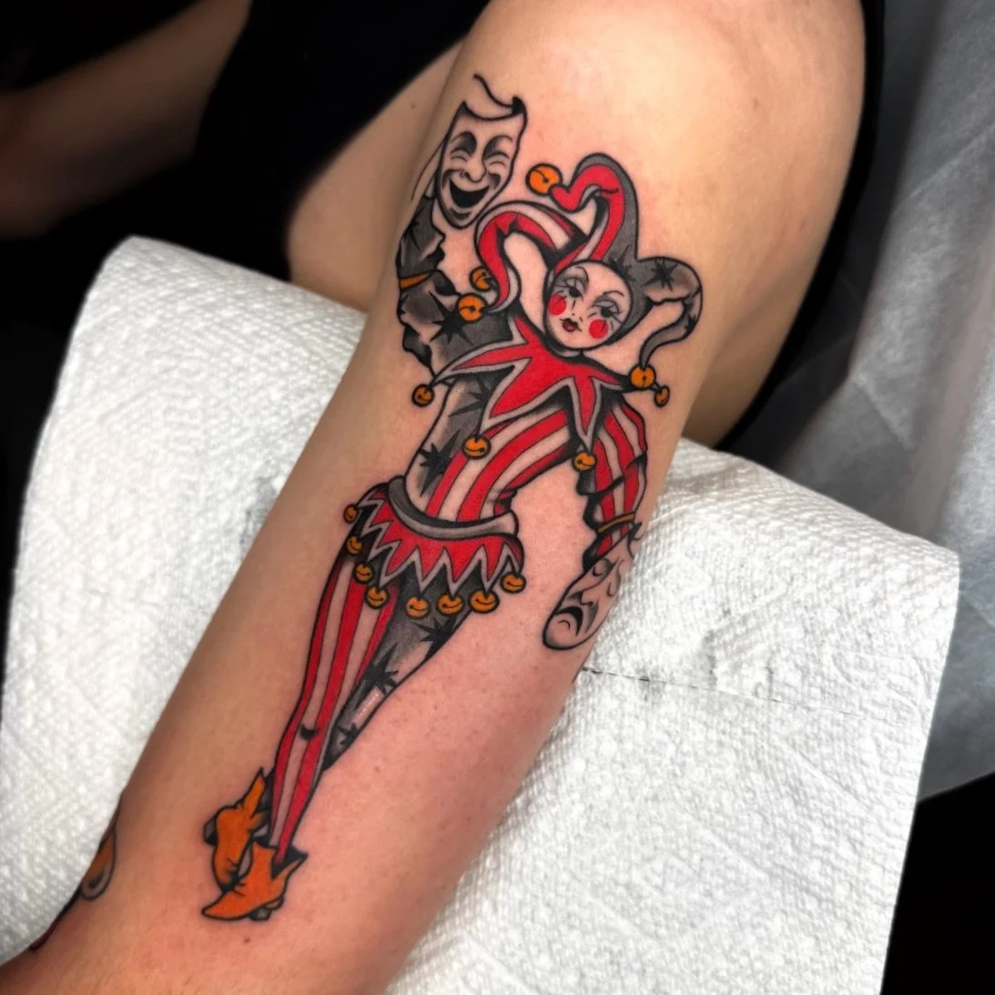 Jester for Nick! 
.
.
.
#northgeorgiatattooartists #georgiatattooartist #romega #atlantatattooartist #downtownromega