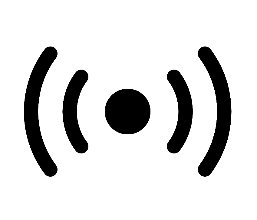 Icon of a central circle with four curved lines on each side, representing a wireless signal or Wi-Fi symbol.