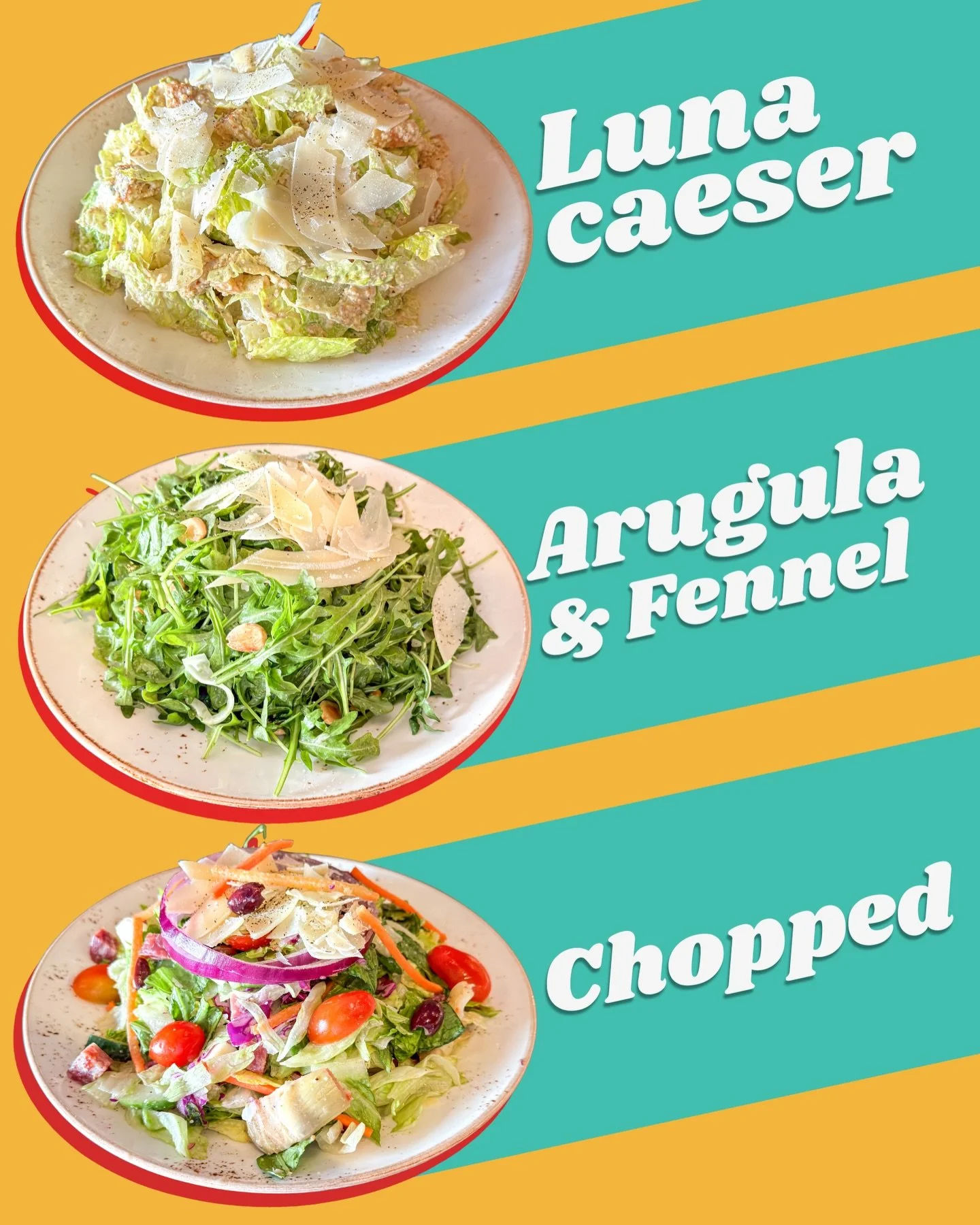 Pizza gets the spotlight&hellip; but our salads deserve it too 🥗.
Fresh, colorful and full of flavor! Perfect on their own or alongside with your favorite pizza!

#lunapizzariahouston #lovesalad #eatgreen #houstonrestaurants