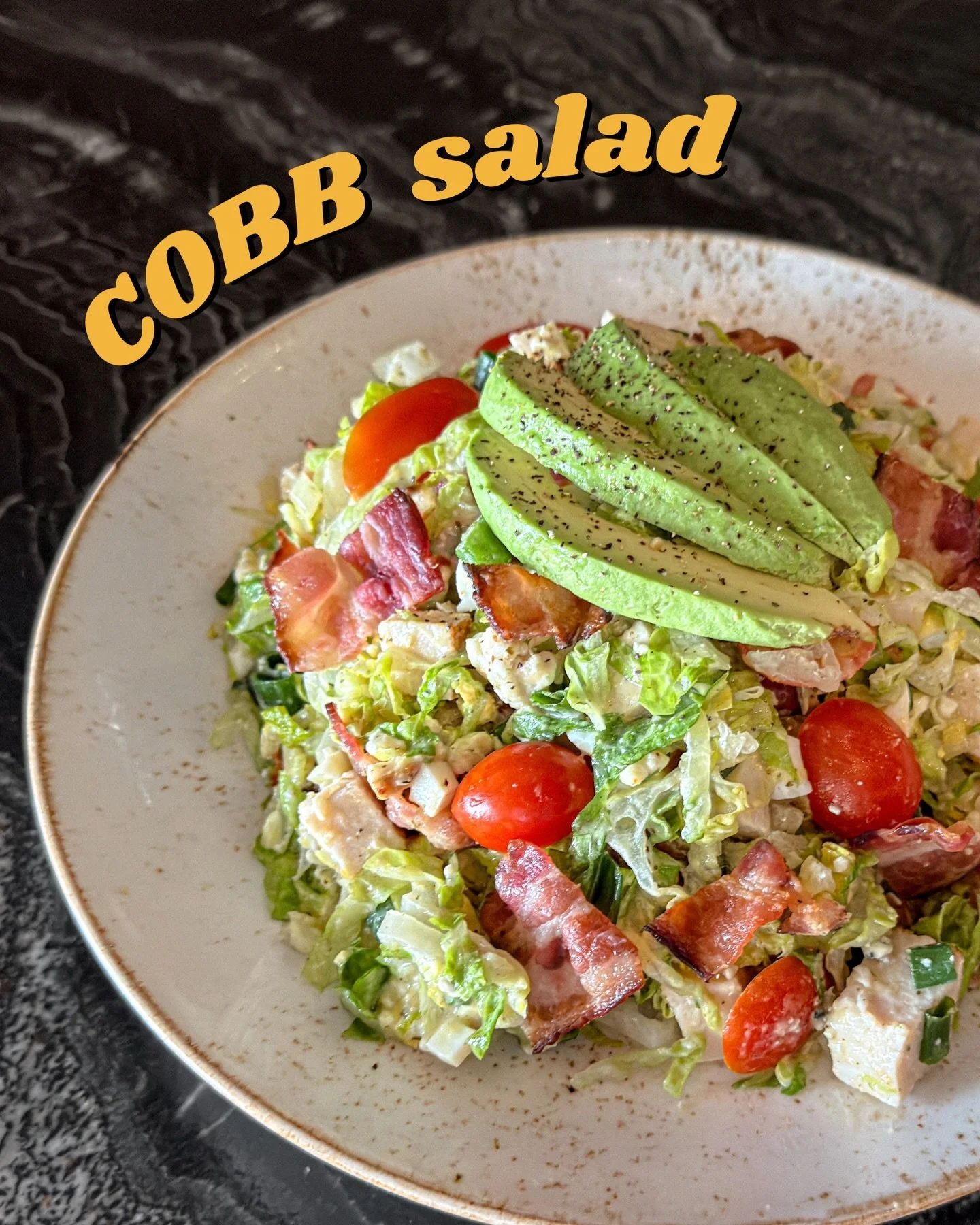 Start your week fresh with our salad options! 🥗
Crisp greens, bold glavors, made daily.

COBB SALAD:
Tossed with diced chicken, shredded lettuce, bacon, egg, tomatoes, bleu cheese, avocado, scallion &amp; creamy italian dressing.

#saladlover #fresh