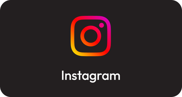 Instagram logo with the word 'Instagram' below on a black background.