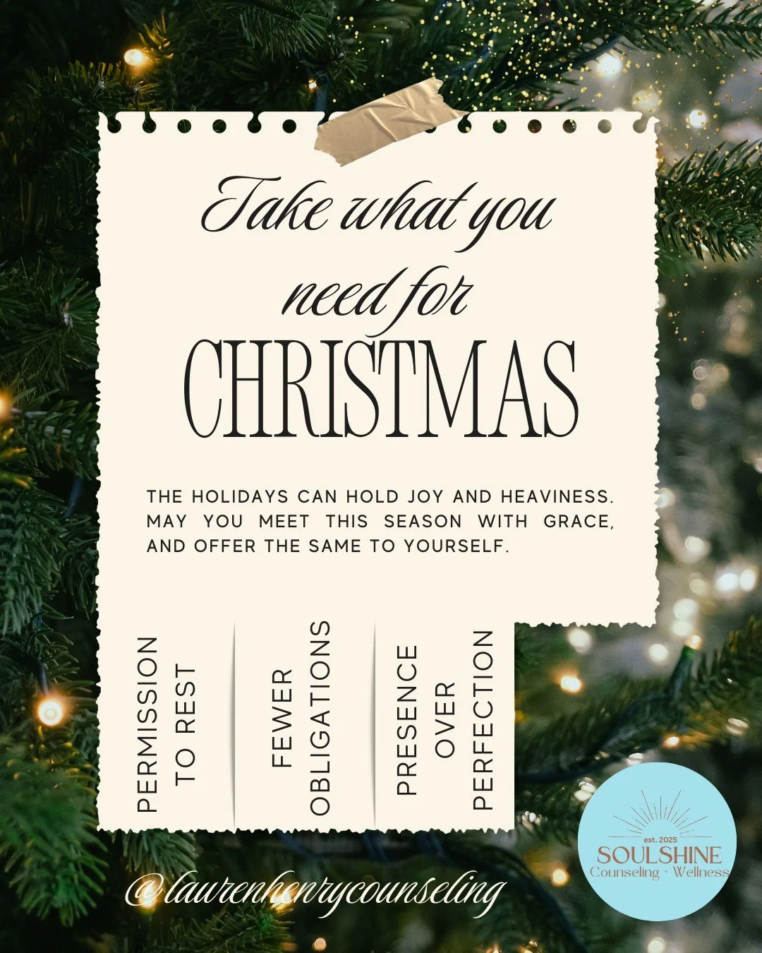 A gentle reminder this Christmas: your needs matter, too.

Do you say yes when you want to say no?
Do you overextend and under-rest?
If that sounds familiar, you&rsquo;re welcome here.
Now accepting 2026 counseling inquiries. Link in my bio!