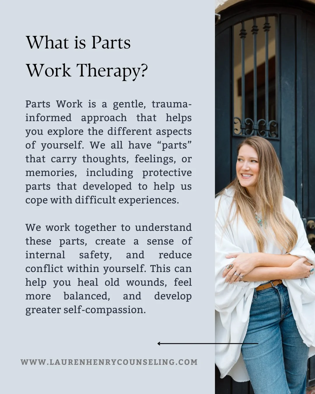 Ever feel like different parts of you are at odds, one part wanting to protect you, another wanting to move forward?

Parts Work helps you explore these aspects of yourself, understand their roles, and create a sense of safety inside. Together, we ca