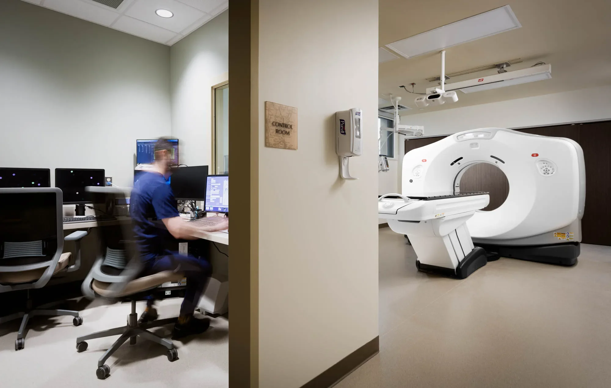 Clinical diagnostic hardware environment demonstrating visual asset strategy for biopharma brands.