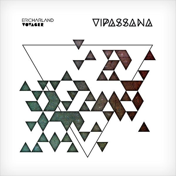 Album cover with geometric triangle design and abstract textured background, featuring text "ERICHARLAND VOYAGER" on the top left and "VIPPASSAND" at the top center.