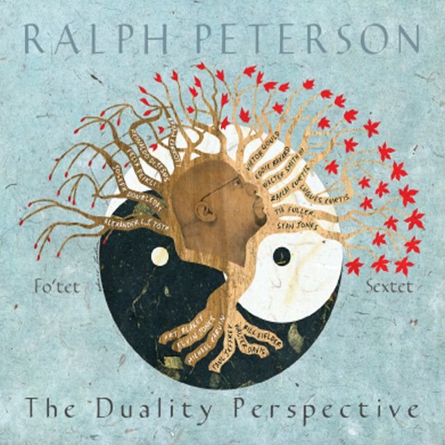 Illustration of a human head with tree branches and leaves, representing duality and perspective, on a book cover titled 'The Duality Perspective' by Ralph Peterson.