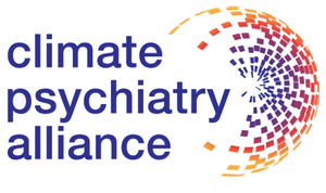 Logo of Climate Psychiatry Alliance with colorful circular graphic design