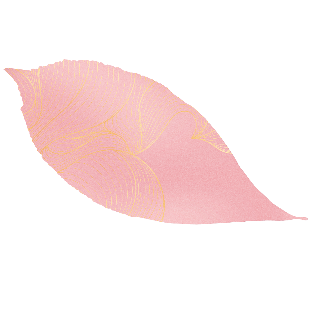 Decorative pink sticky note with a floral pattern illustration in gold on a black background.