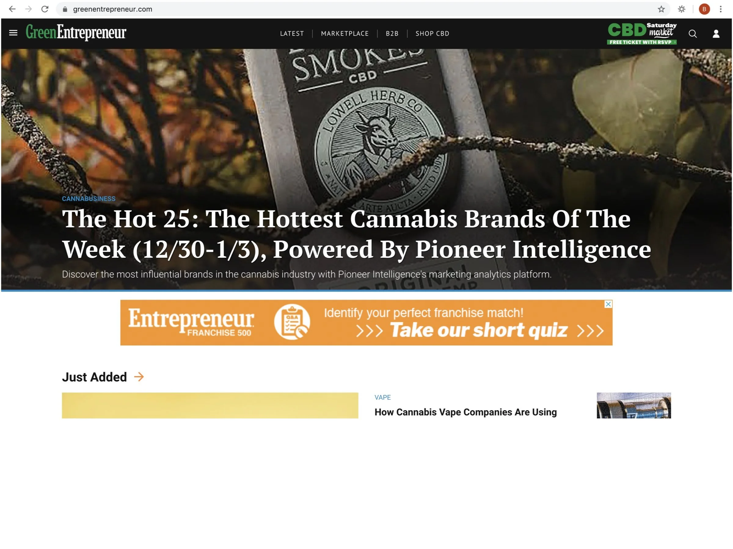 Green Entrepreneur editorial featuring a Pioneer ranking. This syndication validated Pioneer's data and leveraged the publisher's audience to drive significant brand awareness.