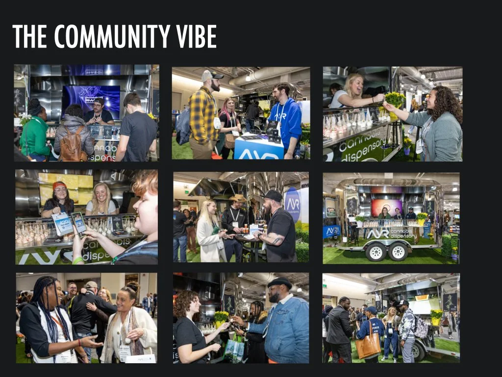 Designers of the AYR Wellness booth at NECANN were aiming to create a fun, community vibe for their visitors.