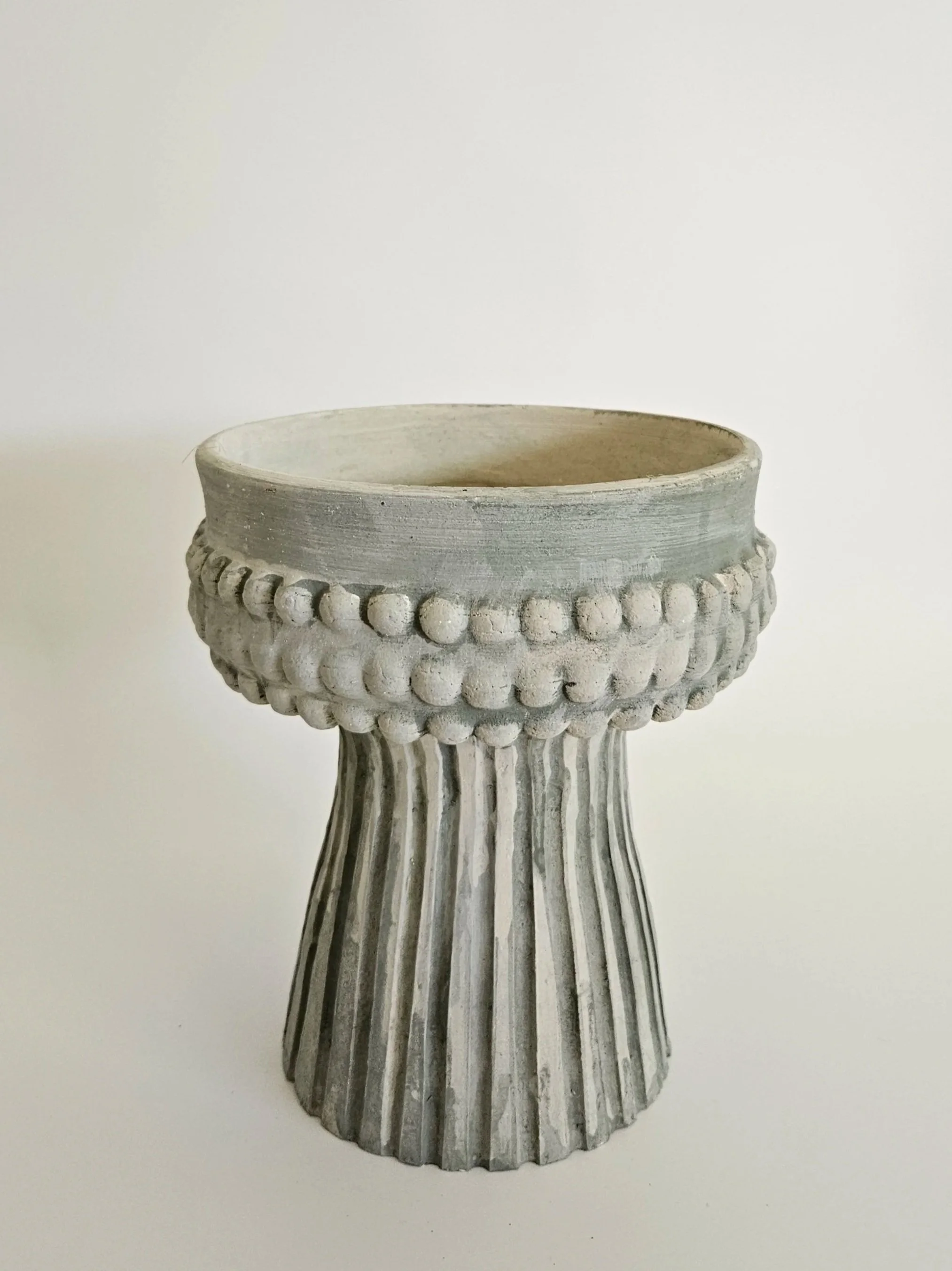 Pedestal Vessel, 2024
stoneware with lime wash finish
8.5” x  7.5”