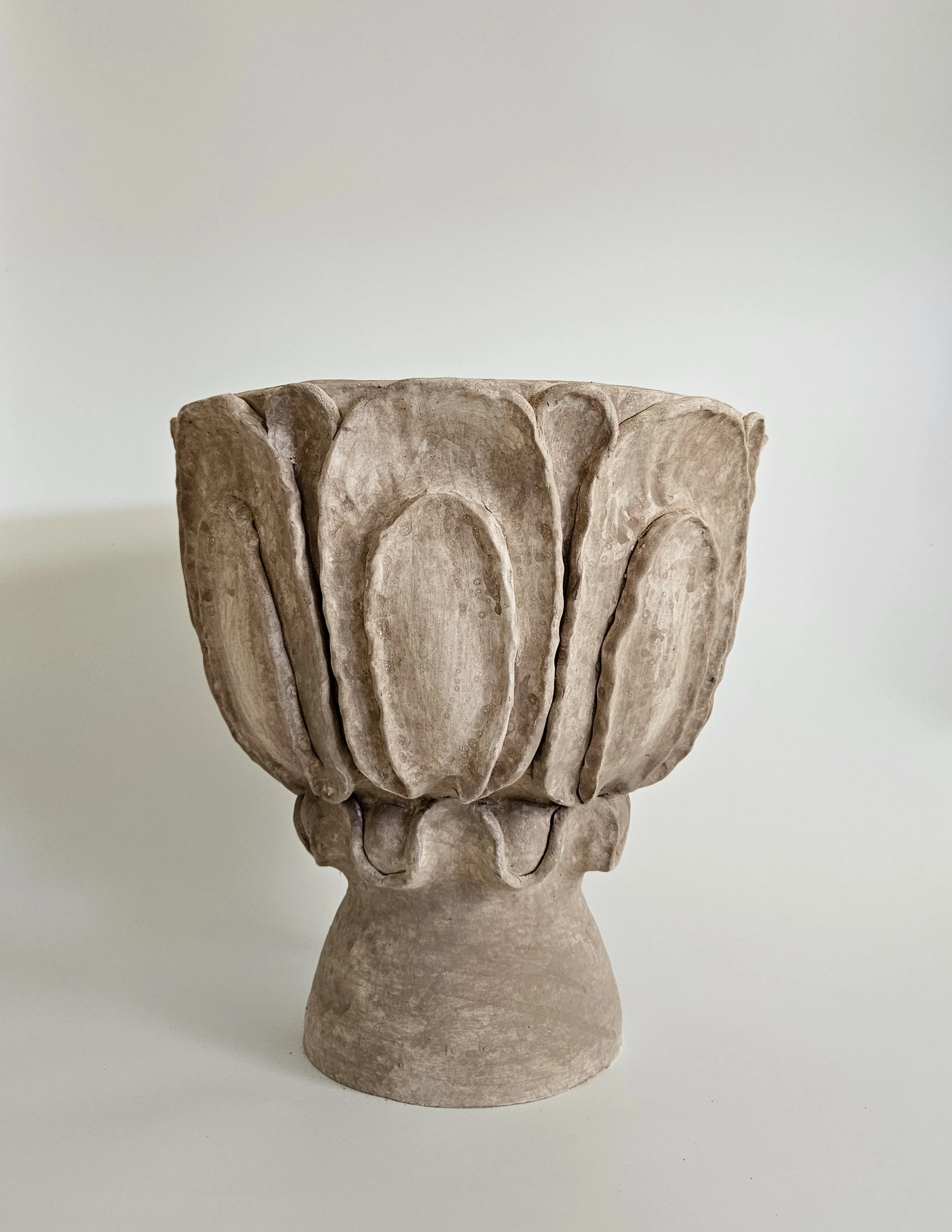 Petal Vessel, 2025
stoneware with lime wash finish
13" x 13"
