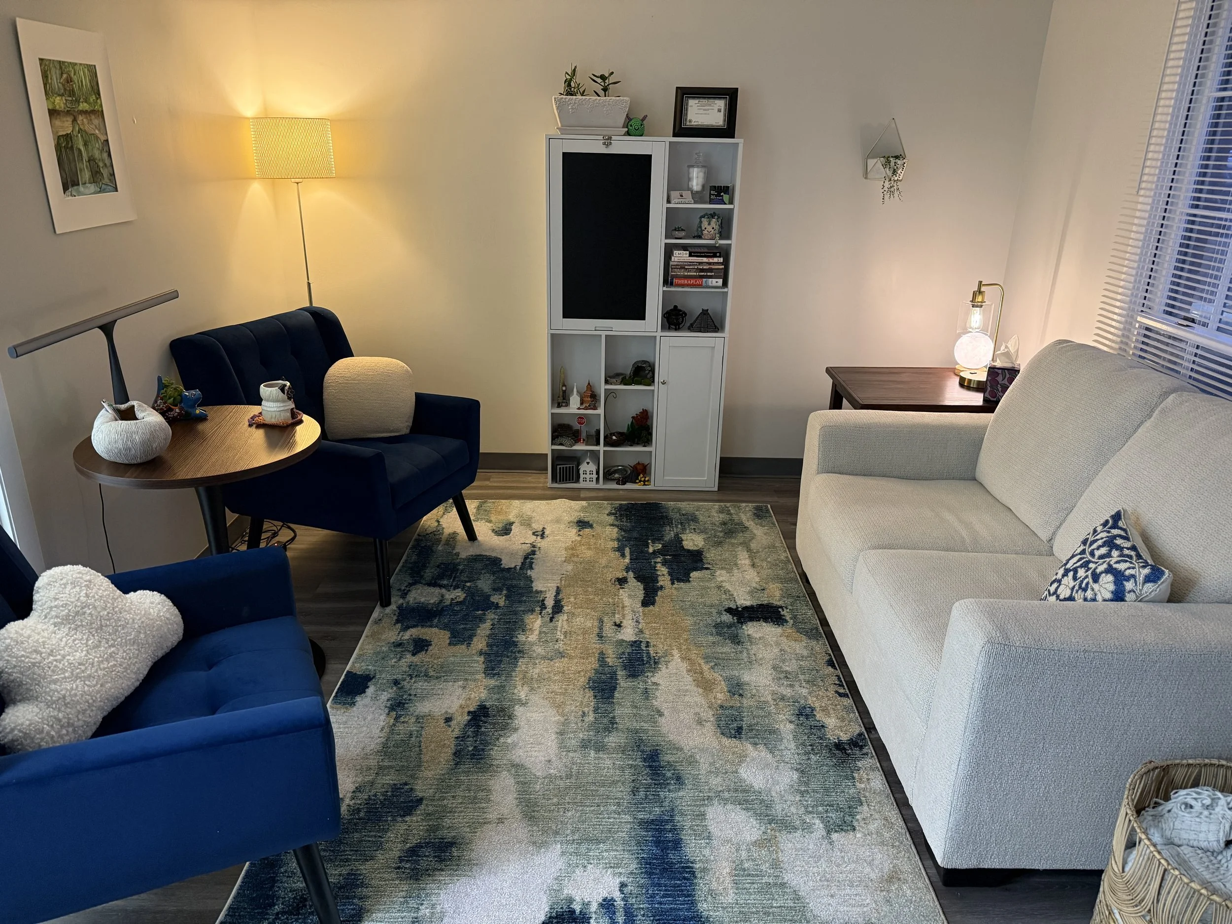 Comfortable, private therapy office at Deepwell Therapy in South Barrington, IL