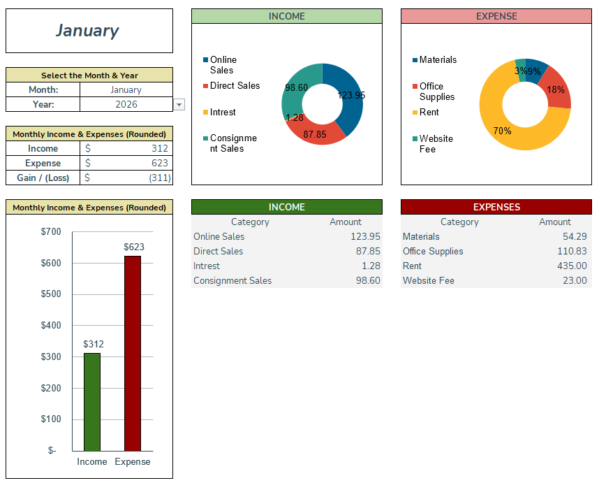 DFA Income & Expense Tracker - Excel