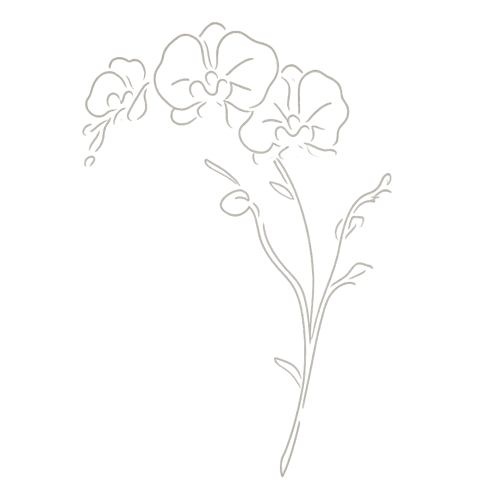 Line drawing of a orchid.