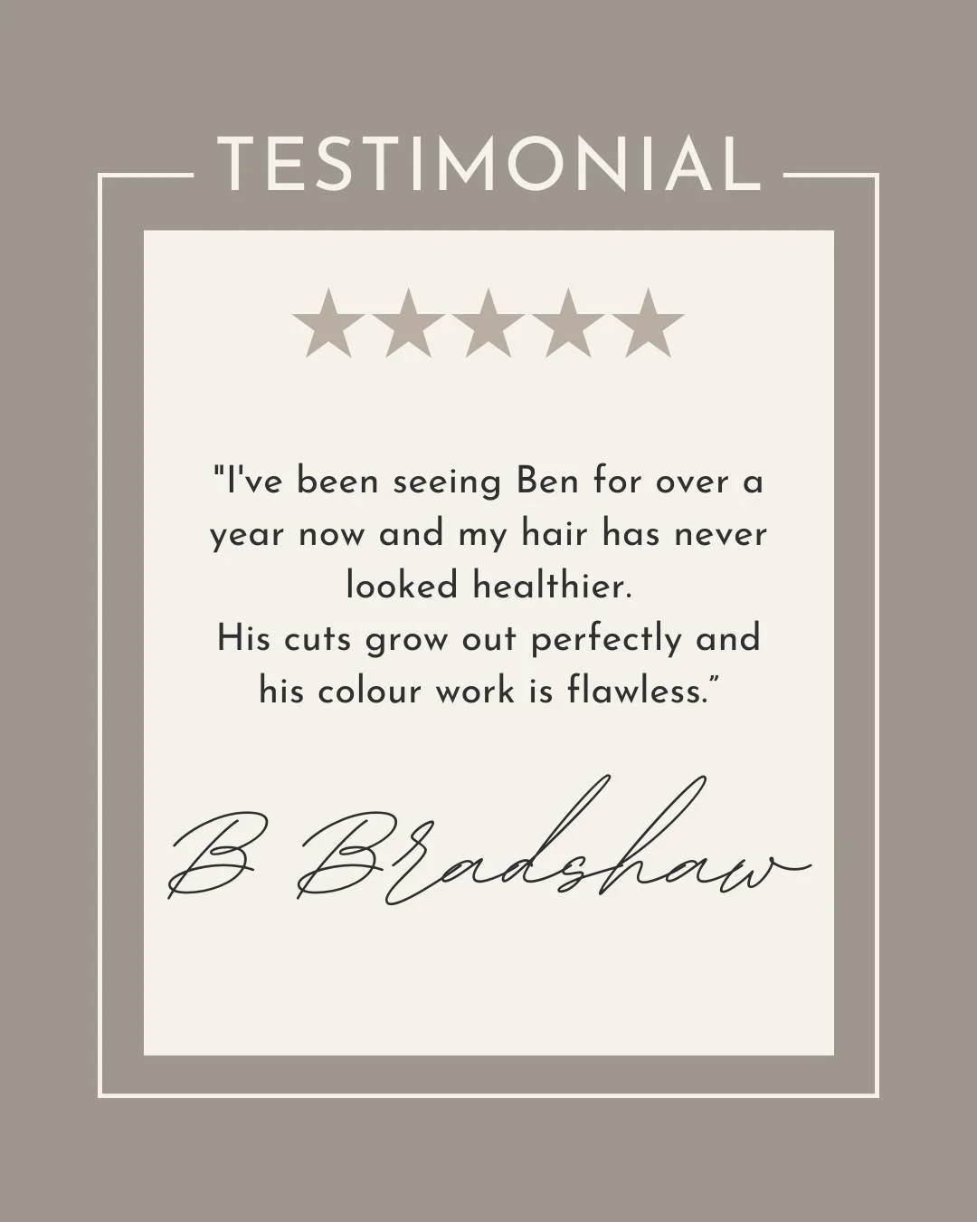 A lovely client review which serves as a reminder that good hair is about trust, consistency and care,  and Ben brings all three to every appointment.

#Hairdressing #TheStationHouseCollective #Fleckney