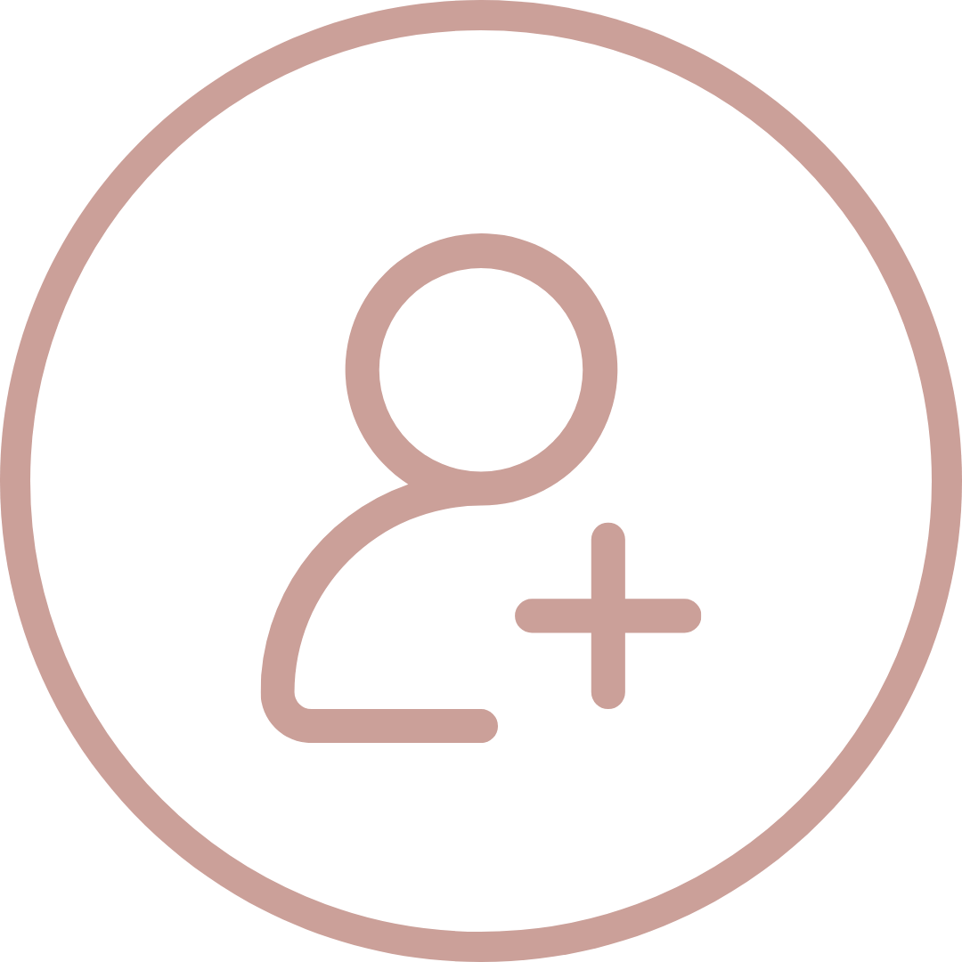 Icon of a person with a plus sign for creating an account