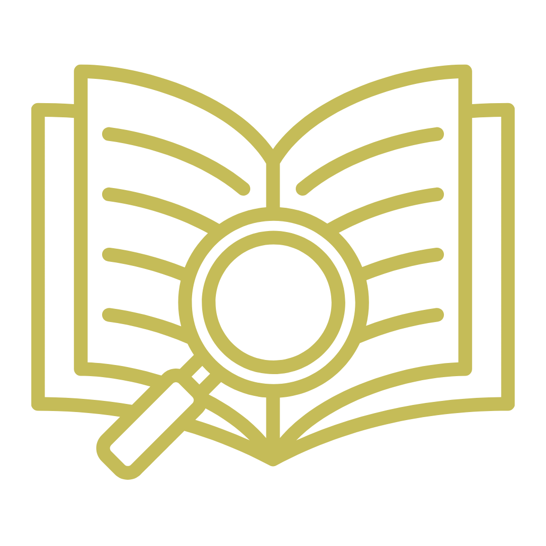 Icon of a book and a magnifying glass