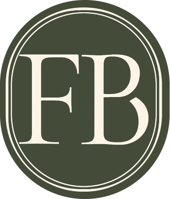 A circular logo with a dark green background and white text that reads 'FB' inside a double white border.