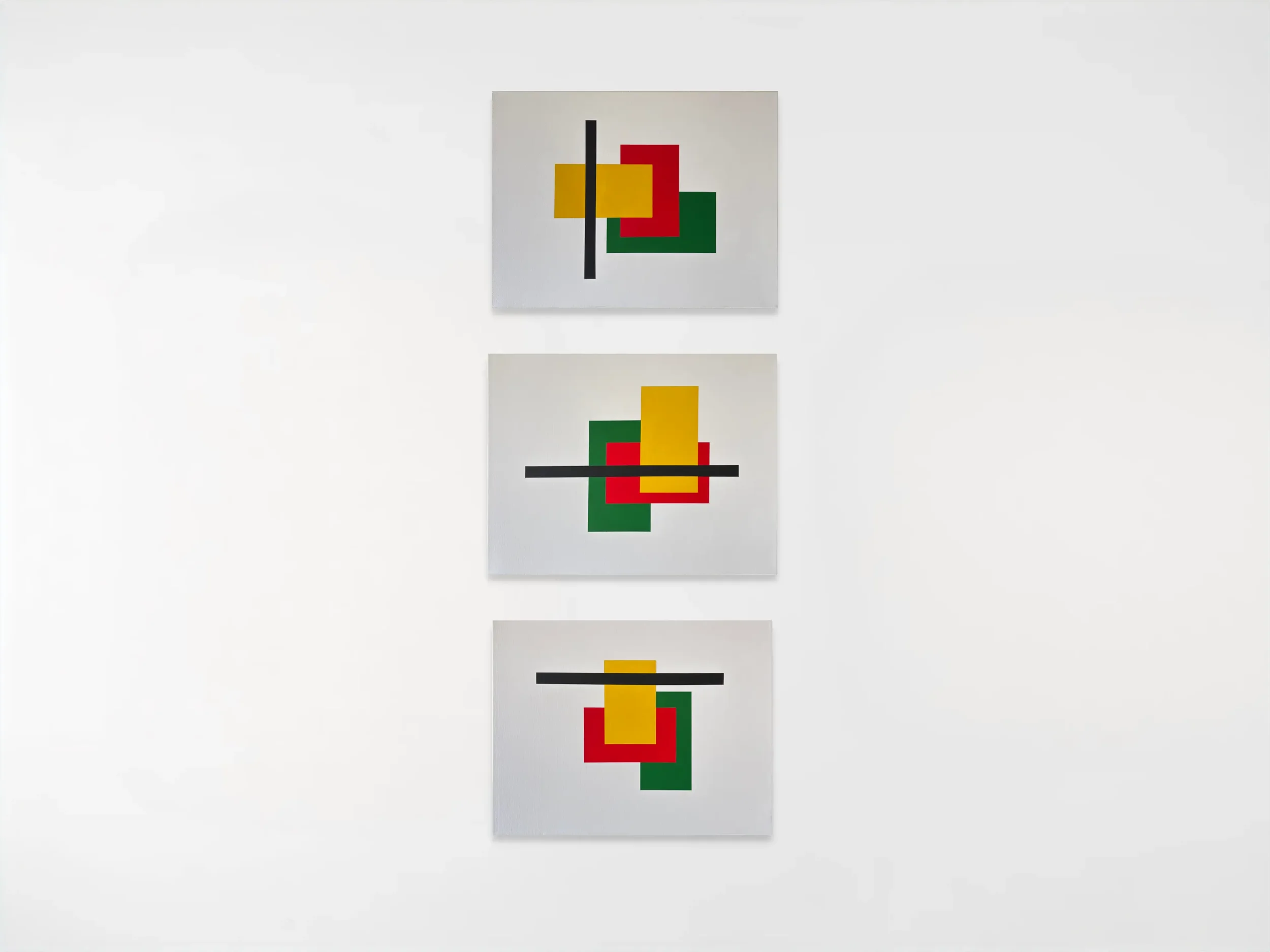 Suspension triptych, 2026. Acrylic on canvas - 18x24x1.5 in. Vertical.