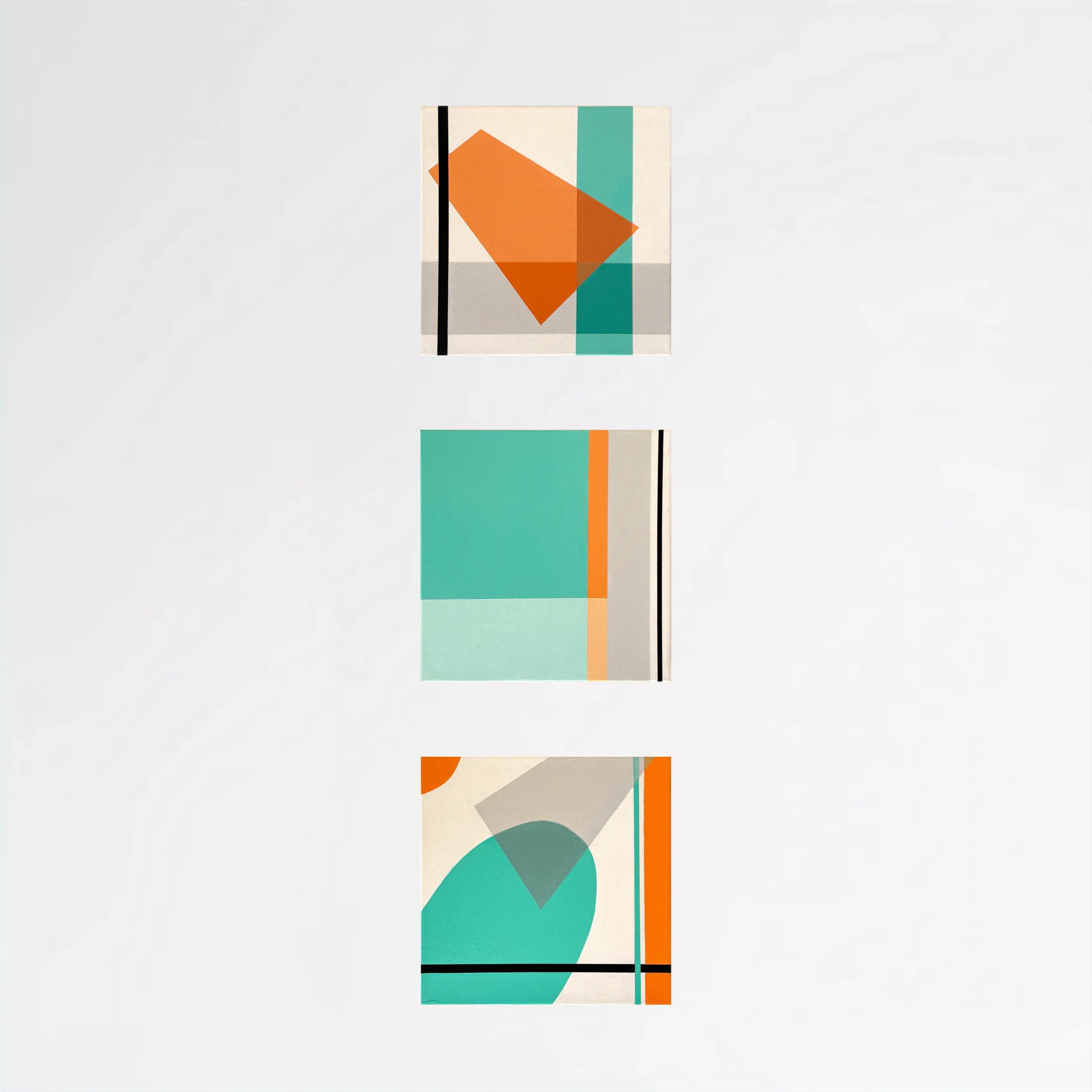 Pool Party triptych, 2026. Acrylic on gallery-wrapped canvas - 12x12 in. Vertical.