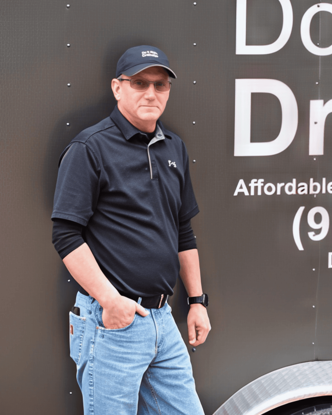 Alan Louder, founder of Do It Right Drainage, standing beside the company trailer—residential drainage solutions in the Triangle Area of North Carolina.