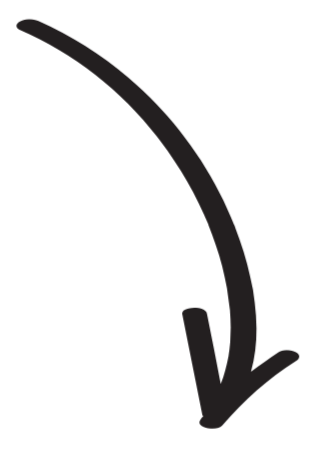 Black arrow pointing downward with a curved tail, illustrating a downward direction.