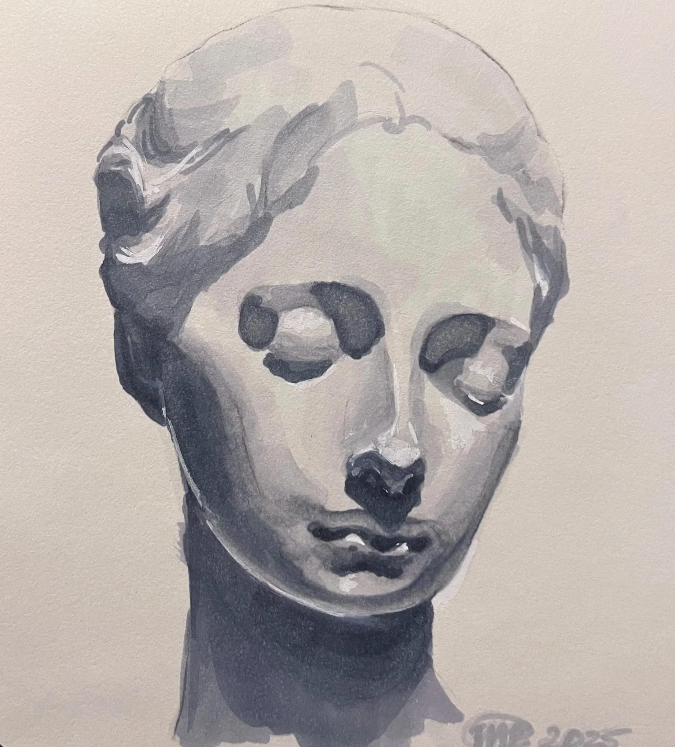 Marble Bust / Alcohol Marker 