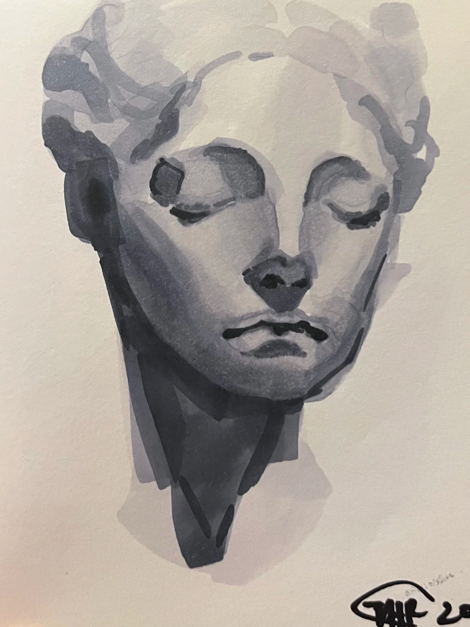 Marble Bust / Alcohol Marker