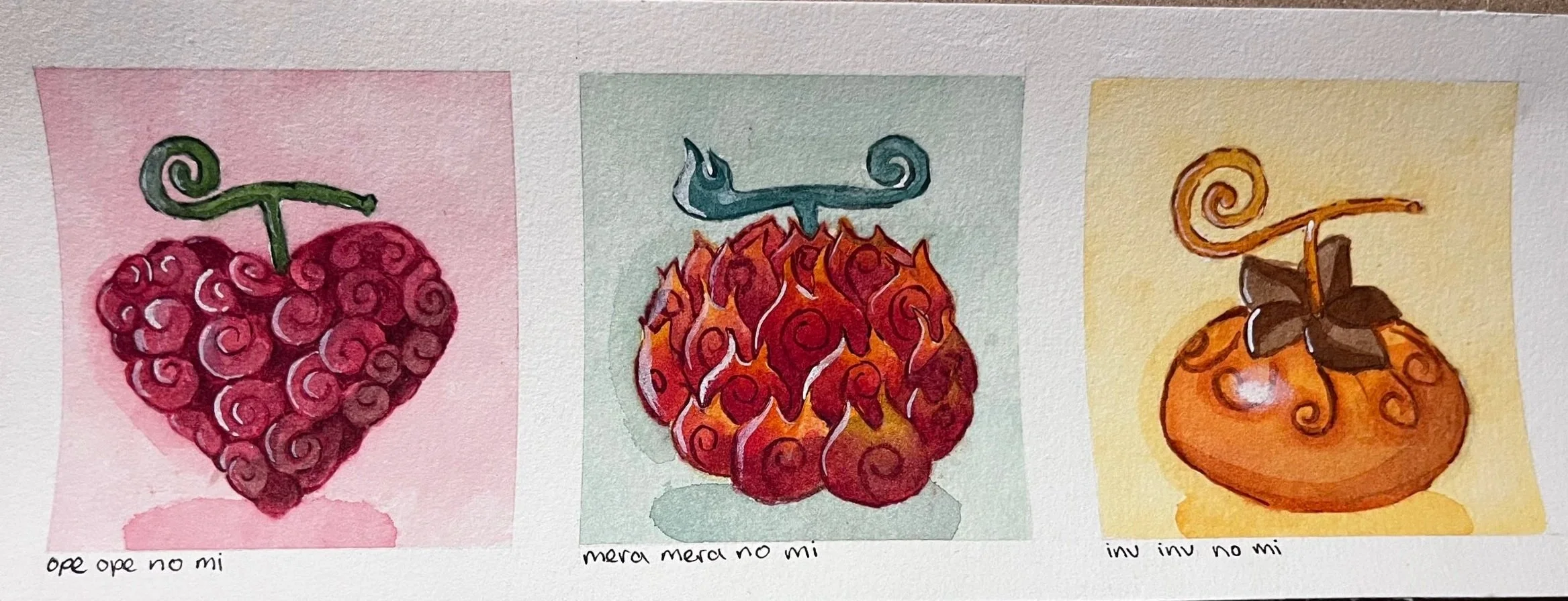 Devil Fruit Triptych / Watercolor